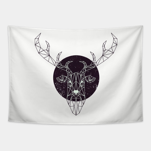 Geometric Deer (Dark Version) Tapestry by Altambo