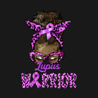 Lupus Warrior Afro Black African Messy Bun Leopard T-Shirt