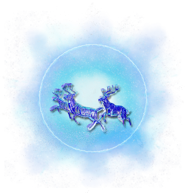 Christmas Collection Magic Reindeer flying in the Icy Glacial Winter Sky Kids T-Shirt by Cristilena Lefter