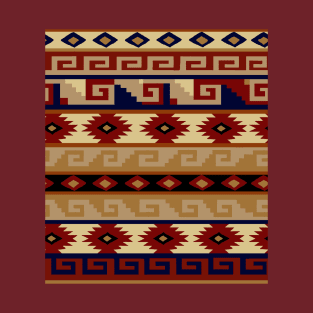 Southwest Tribal Graphic Design - Rust Navy Beige T-Shirt