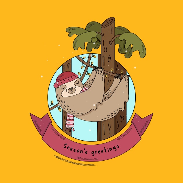 Sloth Seasons Greetings by sydorko