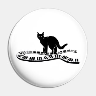 Cool Black Cat On Musical Piano Keys! Pin