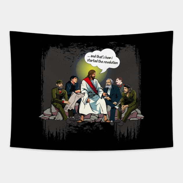 Funny Communist Jesus Revolution Tapestry by smak