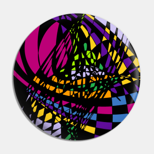 Algorithmic Art Pendulum | Harmonic Motion Pattern Checkered Neon Pink Yellow Purple Black Pin