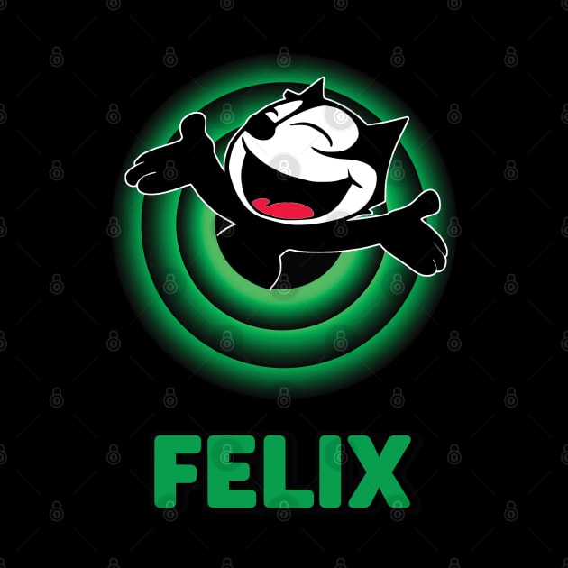 Felix the Cat Cartoon Cat Arms Outstretched Green Vintage Retro by VogueTime