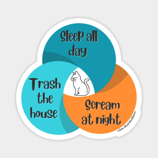 Venn Diagram Cats Sleep all day Trash the house Scream at night Magnet