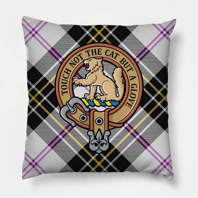 Clan MacPherson Crest over Dress Tartan Pillow by sifis