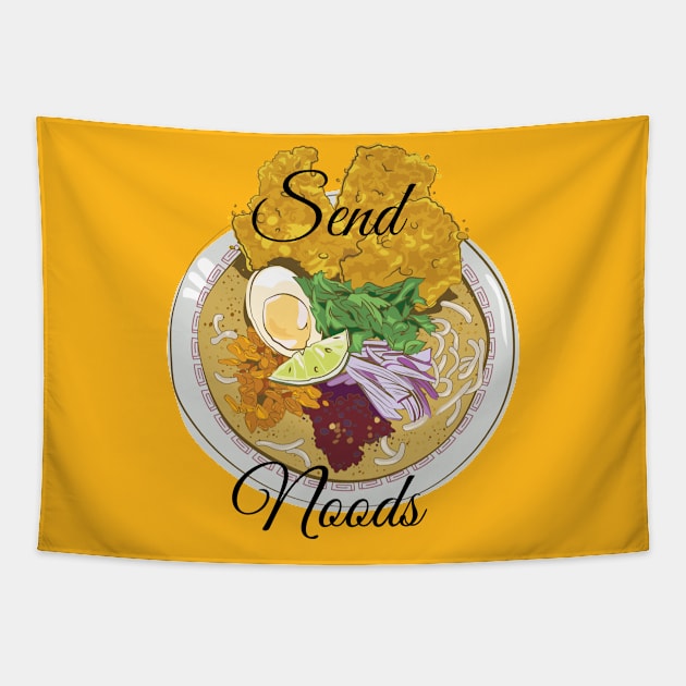 Send Noods (Mohinga Burmese version) Tapestry by shwewawah