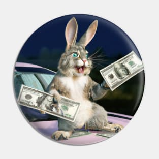 Rabbit holding Dollar Bills Pin