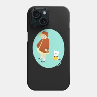 Cute Little Retro Girl with Kitty Cat Kitten Phone Case