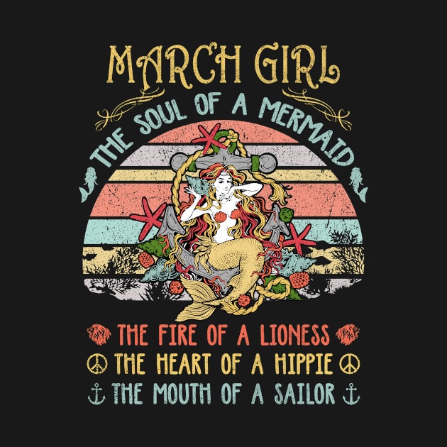 March Girl The Soul Of A Mermaid Vintage Birthday Gift by Presnall