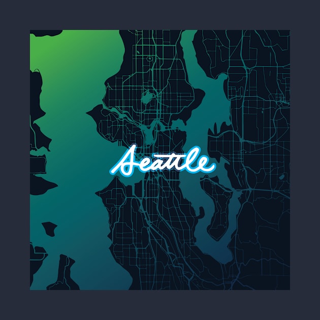 Seattle Map Gradient Cursive by polliadesign