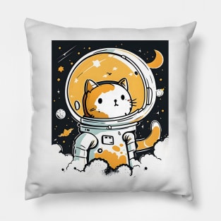 Funny Cat Astronaut Space Cat Lover Retro Pillow