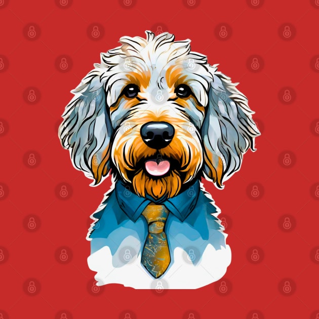 Goldendoodle for Dad in Tie and Shirt by Doodle and Things