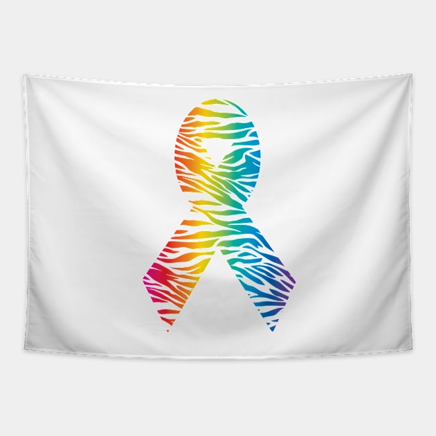 Awareness Ribbon - Rainbow Stripe Tapestry by Teamtsunami6