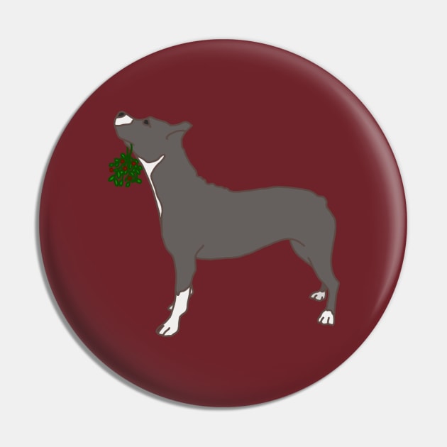 Pitbull with Mistletoe Pin by Art by Lex