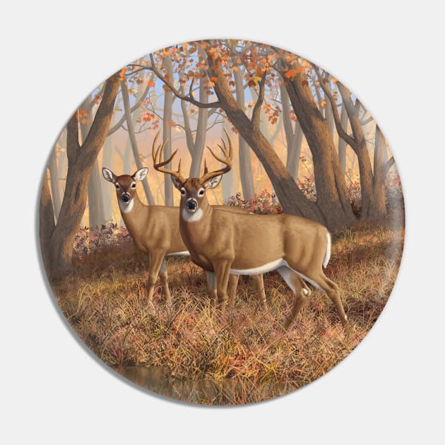 Whitetail Deer Buck and Doe in Autumn Woods Pin by csforest