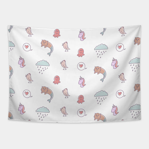 Unicorn kids design Tapestry by Bomdesignz