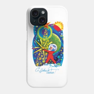 Soviet New Year Space Christmas Soviet poster Phone Case