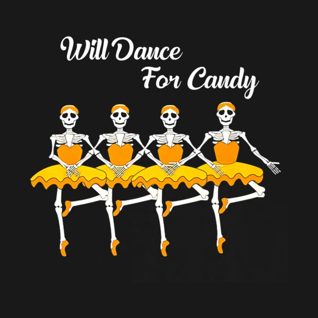 Will Dance for Candy Dancing Skeleton Halloween Squad Girl by MarrinerAlex