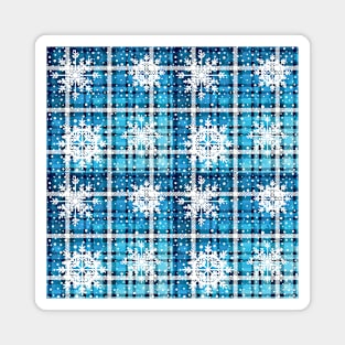 Christmas checkered pattern, blue. Magnet