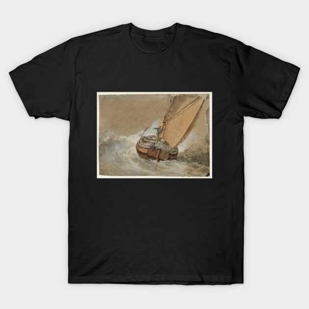 A Fishing Boat in a Rough Sea, Seen from Behind - History - T-Shirt