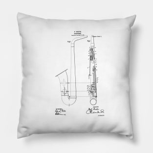 saxophone vintage patent drawing Pillow