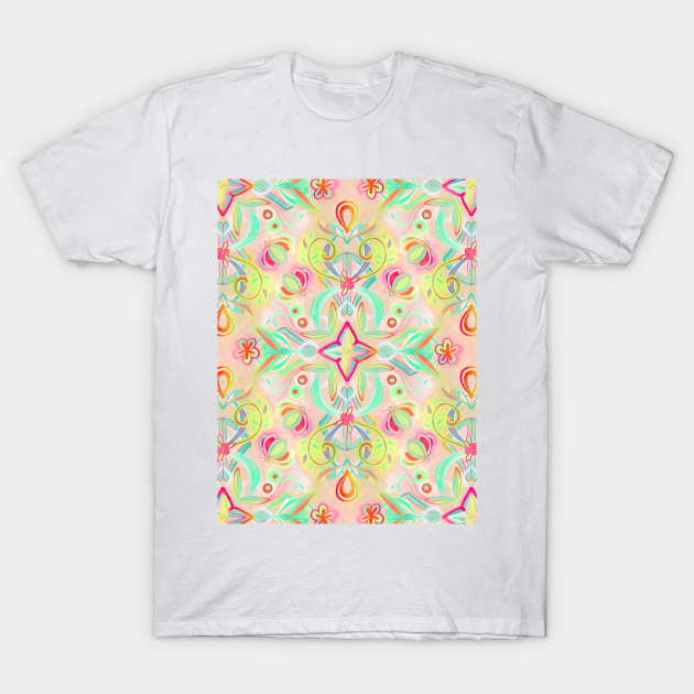 Discover Soft Neon Pastel Boho Pattern - Pastel - T-Shirt