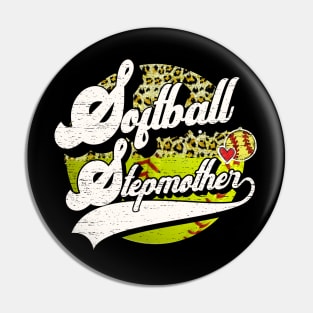 Softball Stepmother Vintage Leopard Softball Family Matching Pin