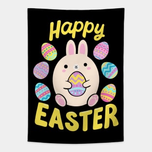 Happy Easter Day Cute Easter bunny holding an egg Tapestry