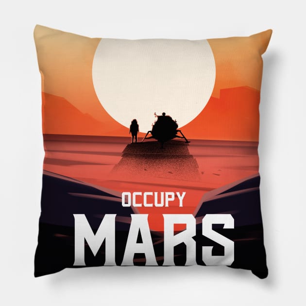 Occupy Mars Retro Pillow by Beltschazar