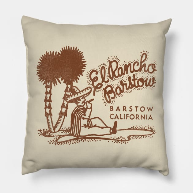 El Rancho Barstow Retro Defunct Restaurant / Bar Pillow by darklordpug