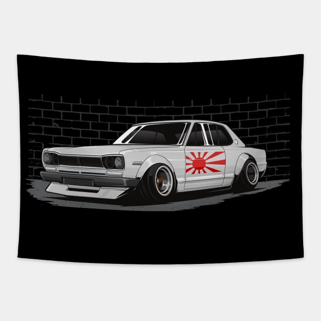 Hakosuka GT-R Skyline 2000 JDM Tuning Car Tapestry by Automotive Apparel & Accessoires