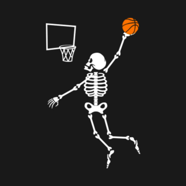 Skeleton Basketball Dunk TShirt Halloween Slam Dunking Gift - Skeleton ...