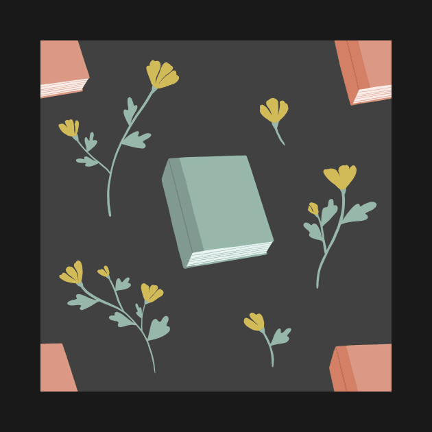 Books and Flowers Gray by Vaeya