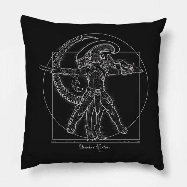 Vitruvian Hunters ( Negative) Pillow by Samiel