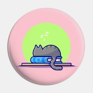 Cute Cat Sleeping On Book Stack Cartoon Vector Icon Illustration Pin