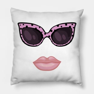 Pink glasses and lips Pillow