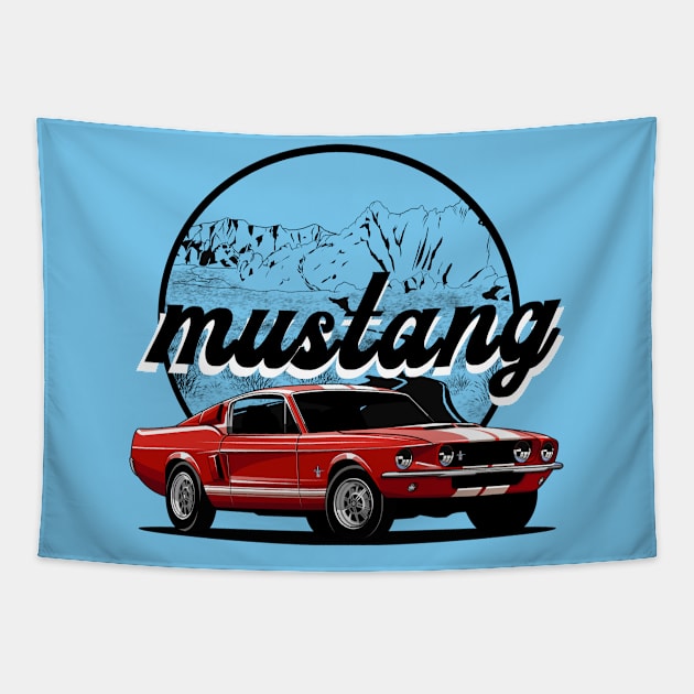 Classic Ford Mustang Tapestry by Aiqkids Design