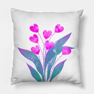 Love pink heart flower plant on white background Pillow