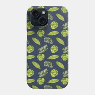 Tropical Leaves Pattern in Charcoal | Summer | Island Paradise | Tropical Phone Case