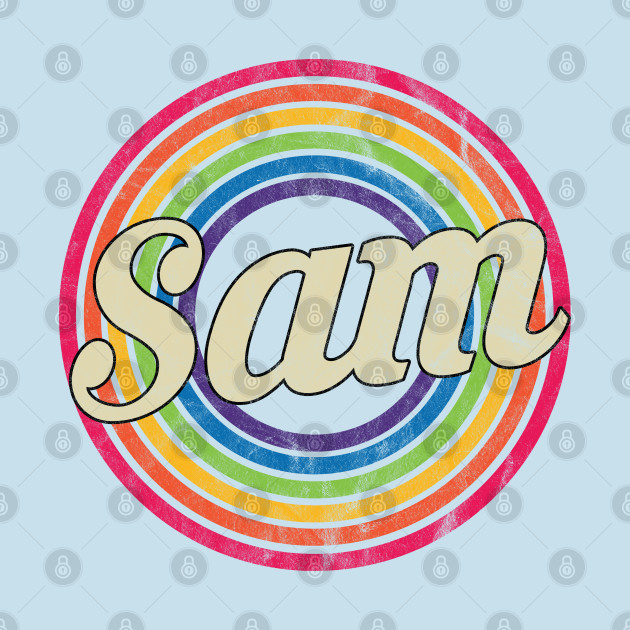 Disover Sam - Retro Rainbow Faded-Style - Sam - T-Shirt