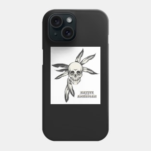 Indian Skull drawn in engraving style Phone Case