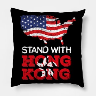 stand with hong kong american flag Pillow