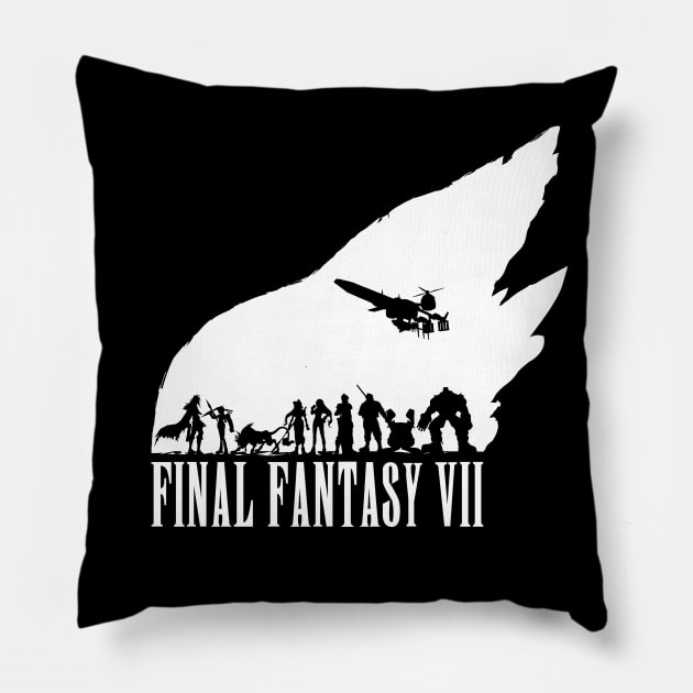 Final Fantasy VII - The Party (White) Pillow by Exterminatus