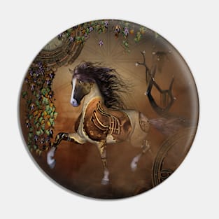 Beautiful steampunk horse with cloack and gears Pin