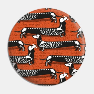 Spooktacular long dachshunds skeleton // pattern // orange background skeleton dogs Pin