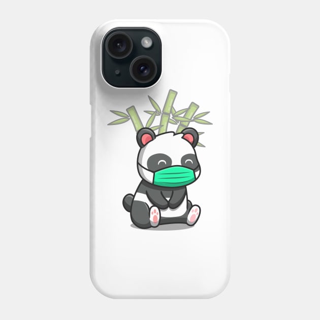 Cute Panda Sitting And Wearing Mask Phone Case by Catalyst Labs