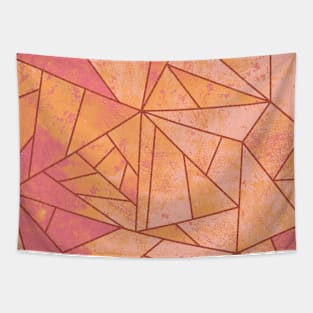 Vintage Pink and Orange Geometric Pattern Tapestry