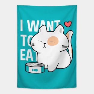 Hungry Kitty Snack Tapestry